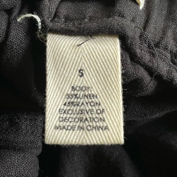 Mason & Belle Pants Bea Black Tapered Leg Linen Beach Belted Sz S Stitch Fix NEW - Picture 6 of 12
